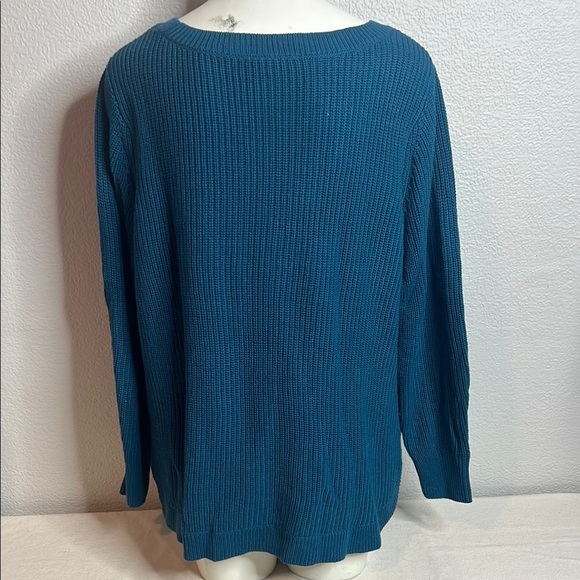 Lane Bryant Teal Ribbed Knit Sweater - Size 14/16 - Picture 3 of 6